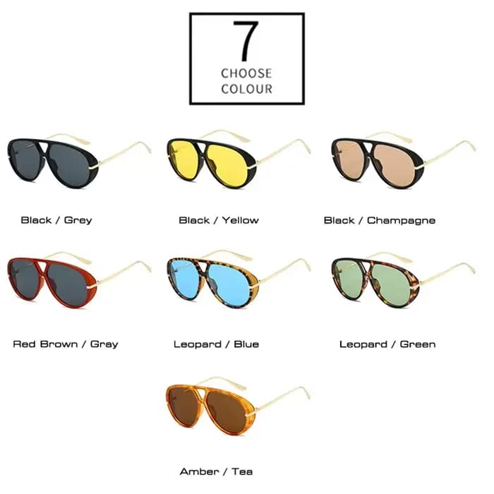SO & EI Ins mode populaire Double ponts pilote femmes surdimensionné lunettes de soleil rétro couleur bonbon dégradé
