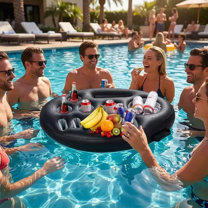 Support de Boissons Gonflable pour Piscine et Plage – Seau Flottant, Porte-Gobelets, Table Réfrigérante, Plateau à Bière, Accessoires de Natation
