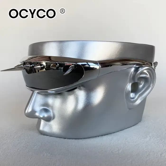 Lunettes de soleil futuristes Punk à rivets pour hommes et femmes