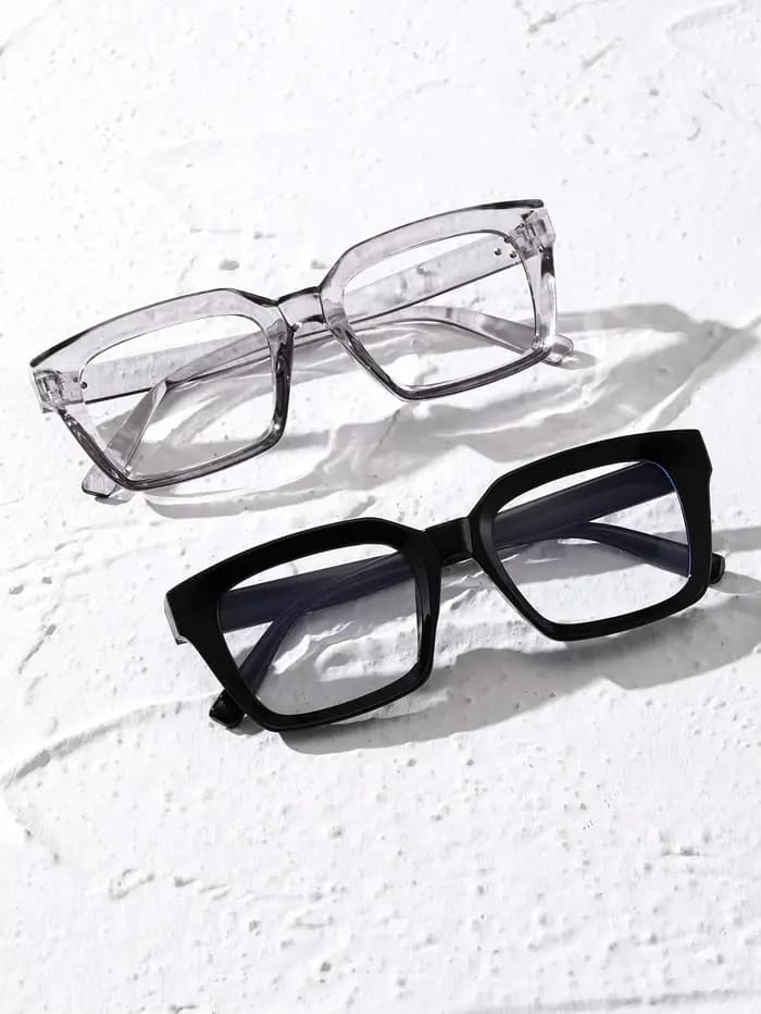 Lunettes transparentes à monture géométrique en plastique