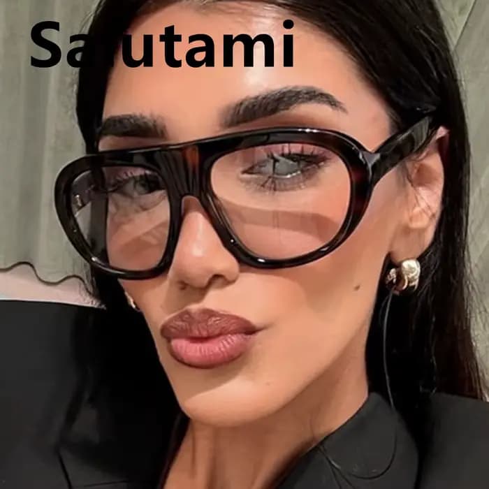 Lunettes de soleil vintage ovales noires à motif léopard pour femmes