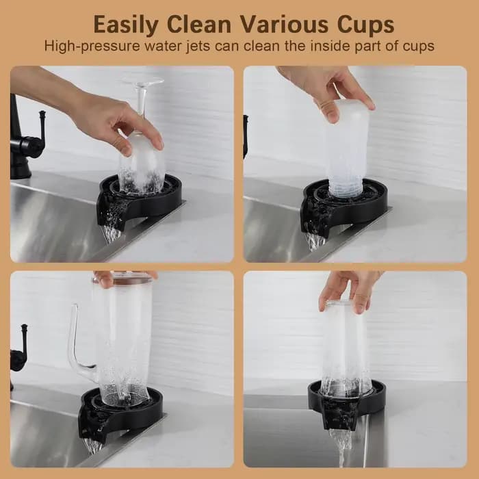 Rinse-verres pour évier de cuisine, lave-bouteilles et tasses, à fixer sur l'évier, rinse-verres de bar, accessoires pour évier de cuisine, tube d'eau souple