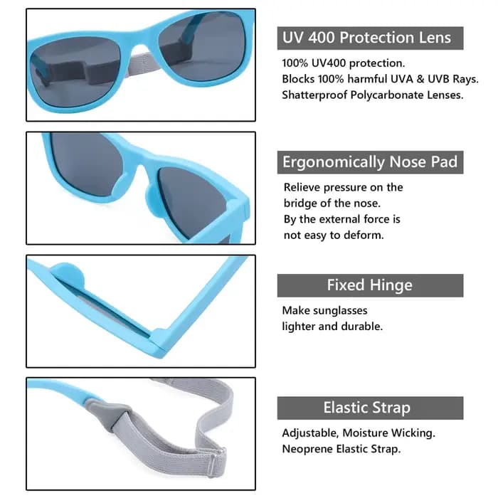 Lunettes polarisées avec sangle réglable pour bébé