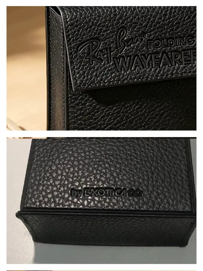 Ray-Ban – étui à lunettes pliable Wayfarer carré en cuir PU, Mini boîte à lunettes de soleil noire portable, accessoires simples pour lunettes unisexes