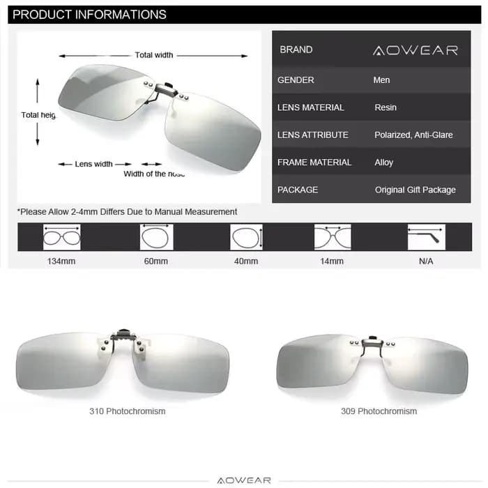 Lunettes de soleil polarisées photochromiques pour hommes