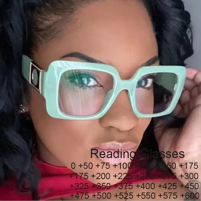 Lunettes de lecture surdimensionnées vert gelée pour femmes