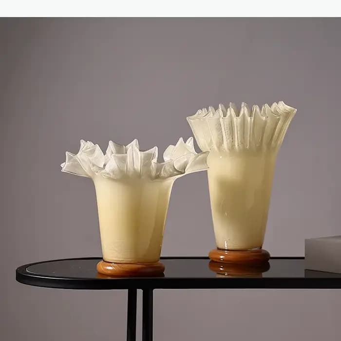 Vase en verre décoratif à bordure en feuille de lotus, pots pour plantes hydroponiques, décoration de table, arrangement floral, vases, décoration esthétique de la pièce