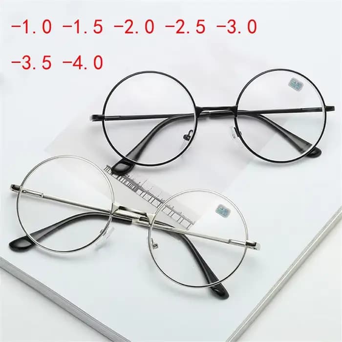 -1.0 -1.5 -2.0 à-6.0 métal rond fini myopie lunettes hommes femmes myopie myopie lunettes Prescription lunettes