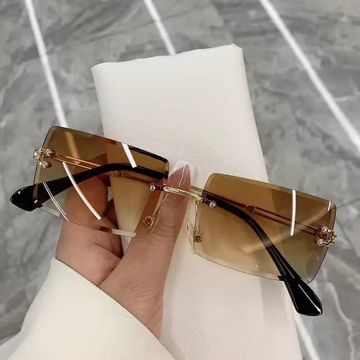 Lunettes de soleil rectangulaires sans monture pour femmes