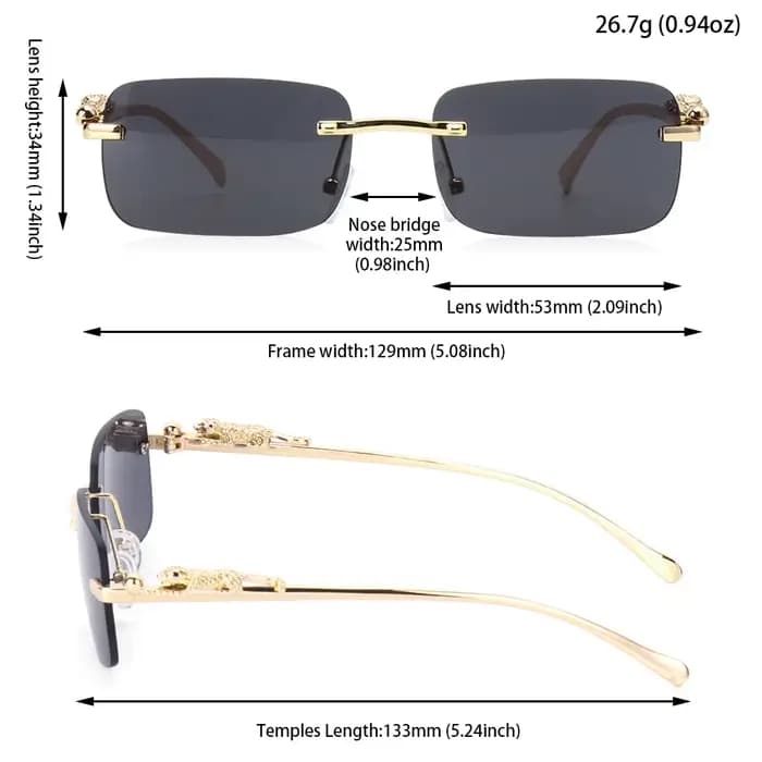Lunettes de soleil carrées sans bords pour femmes et hommes