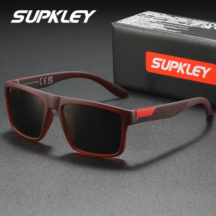 SUPKLEY Lunettes de soleil polarisées de style professionnel légères et confortables avec monture carrée et protection