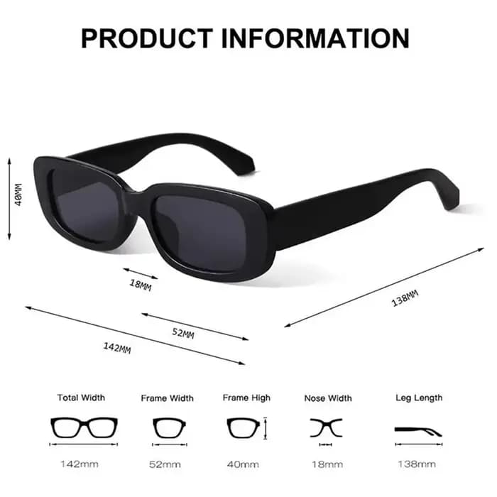 BEGREAT – Lunettes de soleil rectangulaires rétro