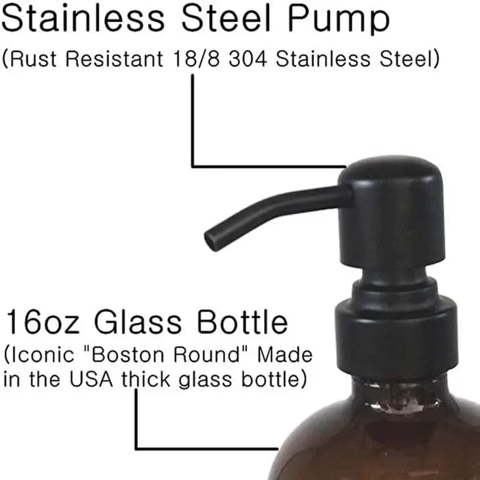Bouteille en verre manuelle en acier inoxydable pour salle de bain, distributeur de type poussoir, Regina, T Vets, 18 oz