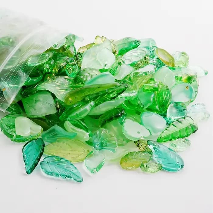 Mélange aléatoire de 30/50/100 pièces de perles de feuilles de verre, bricolage de colliers et Bracelets faits à la main, perles de feuilles, matériaux de fabrication de bijoux, accessoires en vrac