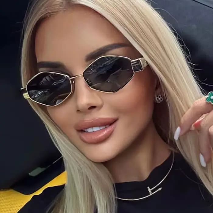Lunettes de soleil hexagonales pour femmes et hommes