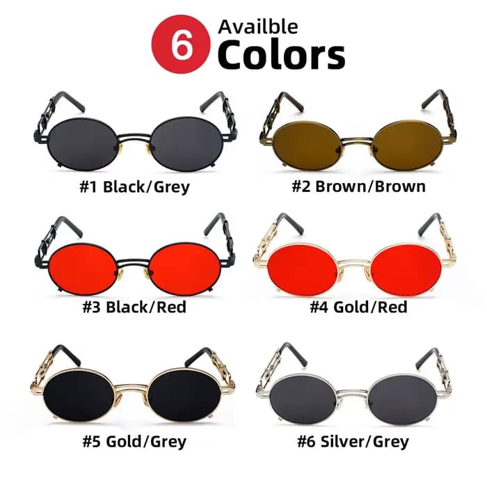 VIVIBEE Steampunk ovale petites femmes lunettes de soleil Punk or métal cadre refroidissement