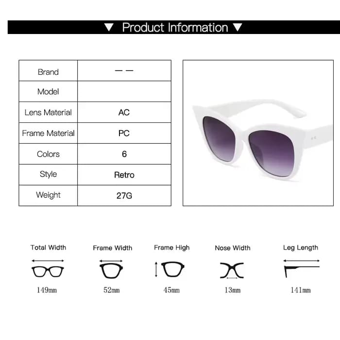 Lunettes de soleil œil de chat pour femmes et hommes