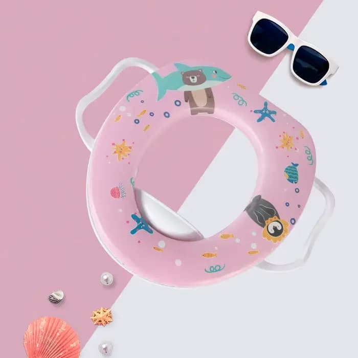 Siège de toilette pour enfants avec poignées, coussin doux, motif de dessin animé mignon, siège de toilette pour tout-petits