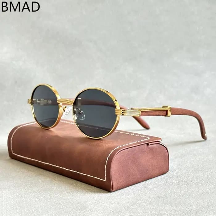 Lunettes de soleil de mode en bois femmes Vintage Oculos