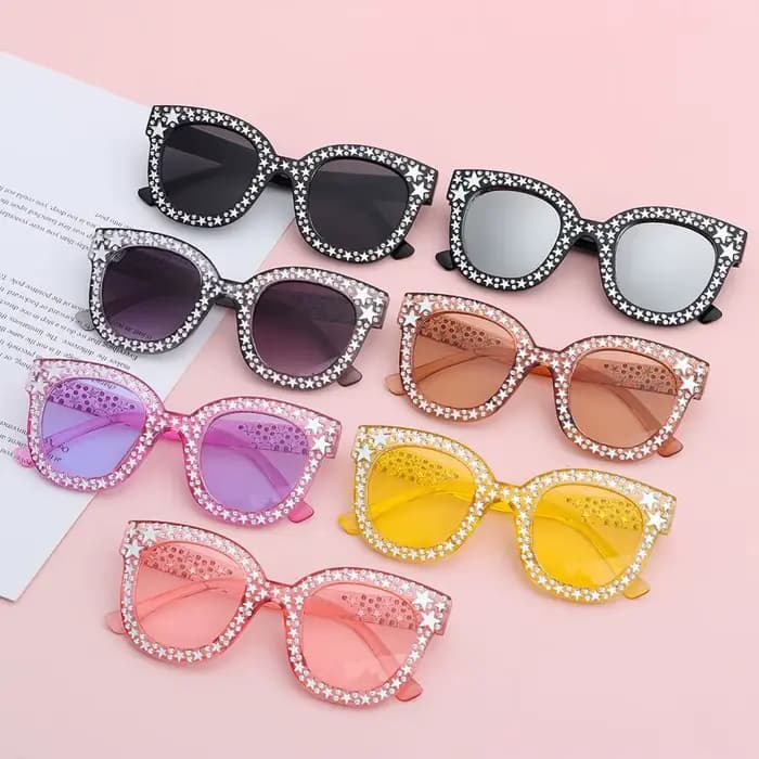 Lunettes de soleil carrées surdimensionnées diamant cristal scintillant pour femmes