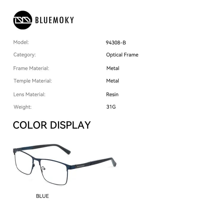 BLUEMOKY XL taille élégant Double pont métal lunettes de Prescription pour hommes carré photochromique multifocal lunettes optiques