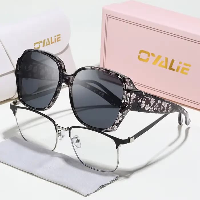Lunettes de soleil Oyalie surdimensionnées à monture à motifs