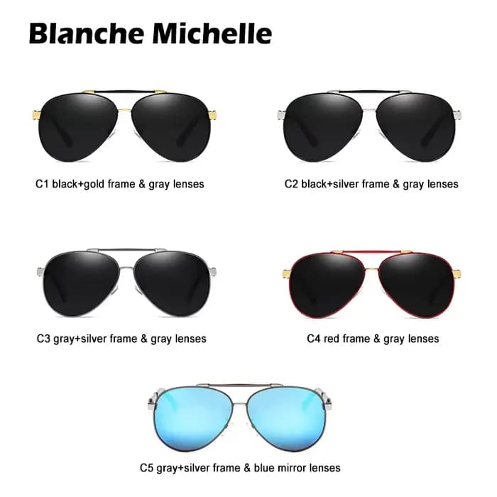 Blanche Michelle Pilot lunettes De soleil polarisées hommes 2025 marque miroir