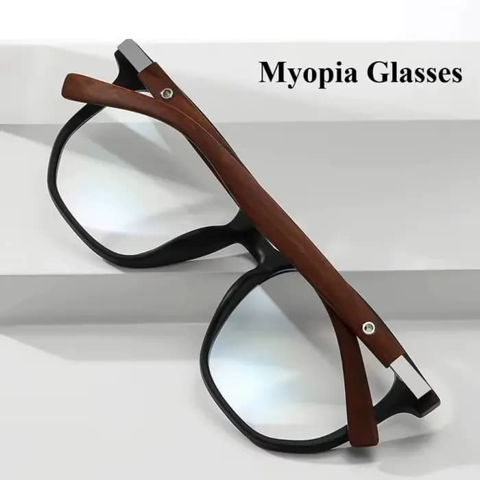 Lunettes neutres pour myopie 0-1.0-1.5-2.0-2.5-3.0-3.5-4.0-4.5-5.0… Monture en métal imitation bois
