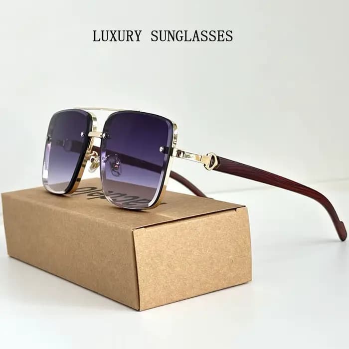 Lunettes de soleil carrées en bois pour hommes et femmes