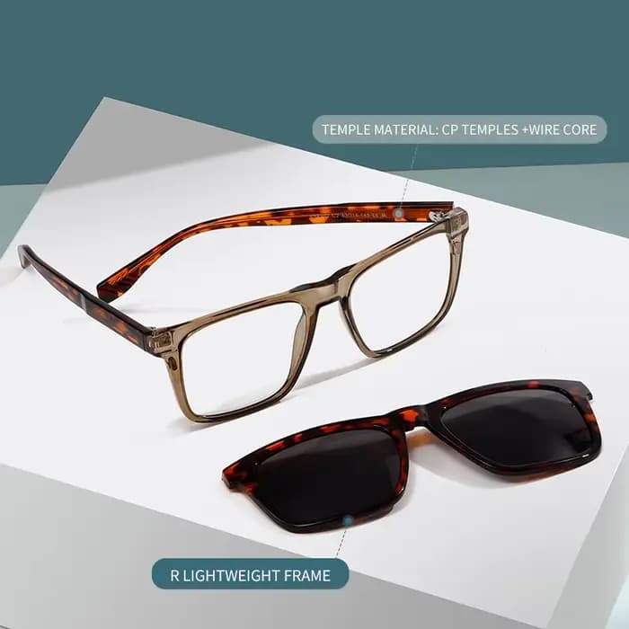 BLMUSA carré grand cadre 2-en-1 lunettes magnétiques hommes mode optique multifocale Prescription