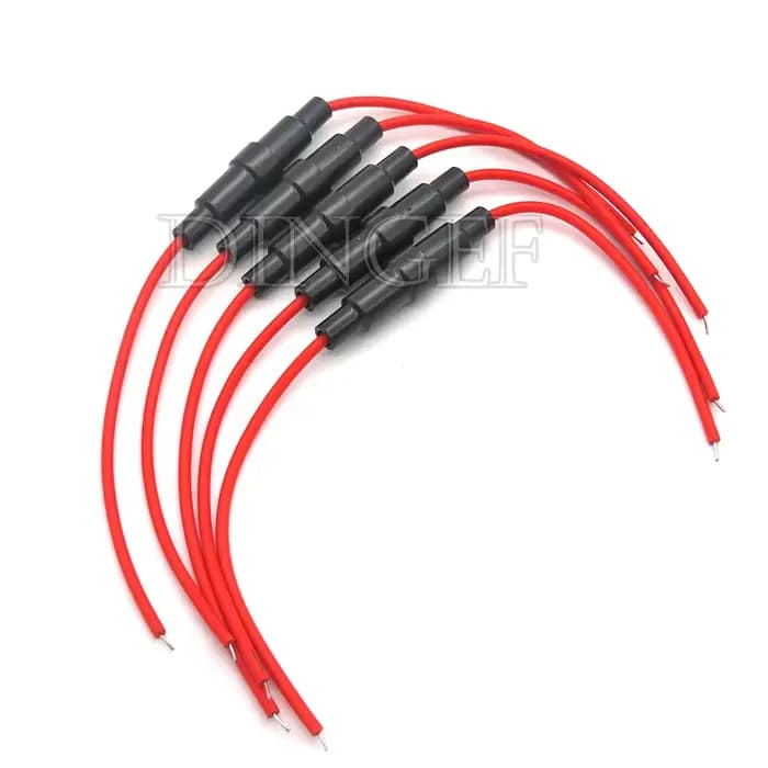 10 pièces 5 pièces 5*20mm porte-fusible en verre Type de vis 5X20mm avec 5 pièces câble métallique 22AWG 5X20MM Tube de fusible en verre (5 pièces + 5 pièces = 10 pièces) 5 jeux