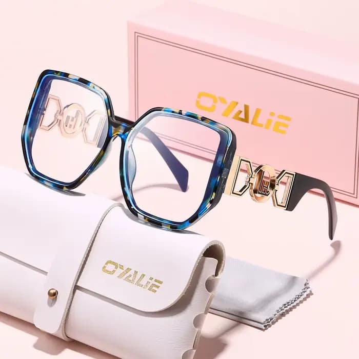 Lunettes Oyalie à monture large et élégante avec accents métalliques