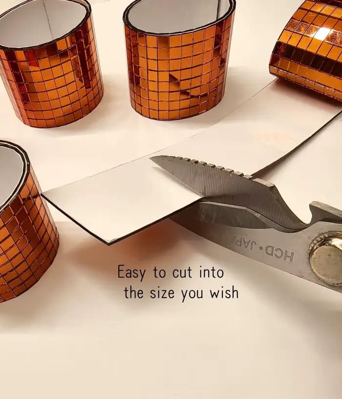 Mosaïque de miroir en verre autocollante orange, 2400 pièces de carreaux de miroir 5x5mm pour boule disco DIY, chapeau de cowboy, vase, bouteille, décoration intérieure