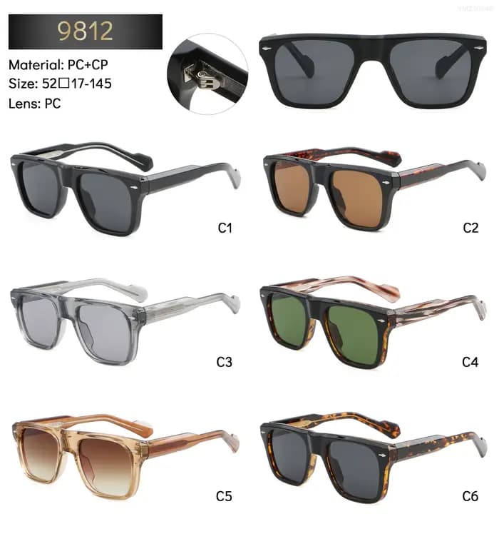 Lunettes de soleil carrées Punk Vintage pour hommes et femmes