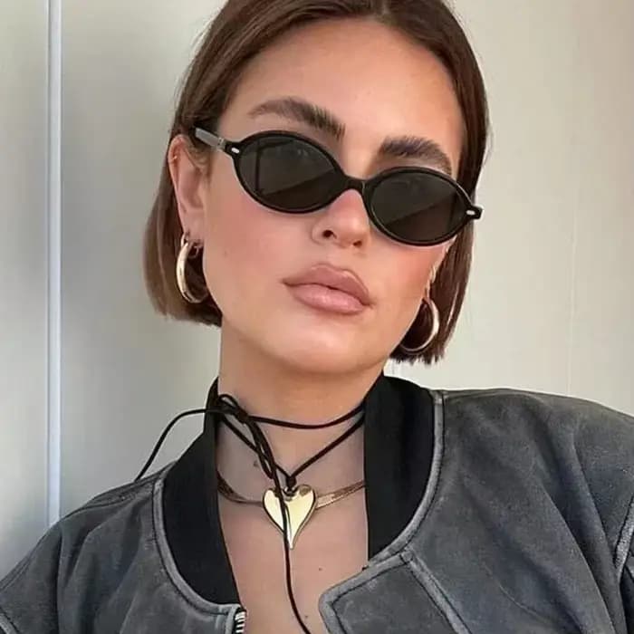 Rétro petites lunettes de soleil ovales femmes hommes Rivets nuances