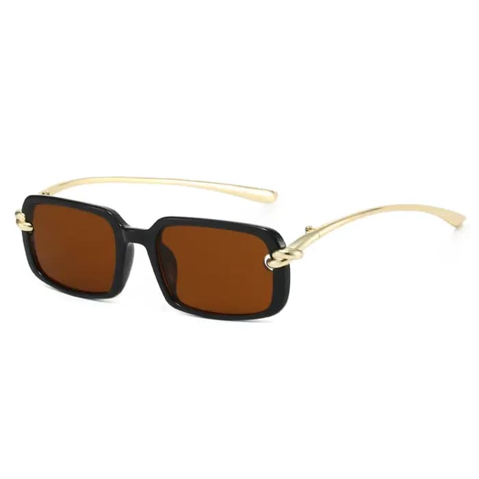 2026 Nouvelles lunettes carrées rétro tendance | Détail de noeud doré et tempes métalliques | Style Edgy-Girly Y2K