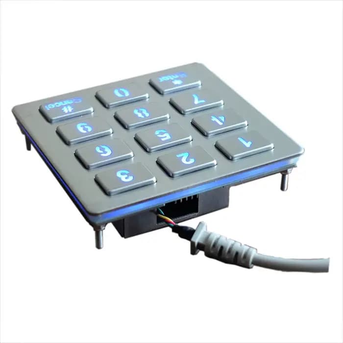 Clavier USB rétro4.2 en métal à montage sur le dessus, rétroéclairage LED, 12 prédire, 3x4, clavier en acier inoxydable pour système d'accès