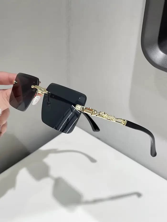 Lunettes rectangulaires tendance sans monture avec branches décoratives pour un usage quotidien
