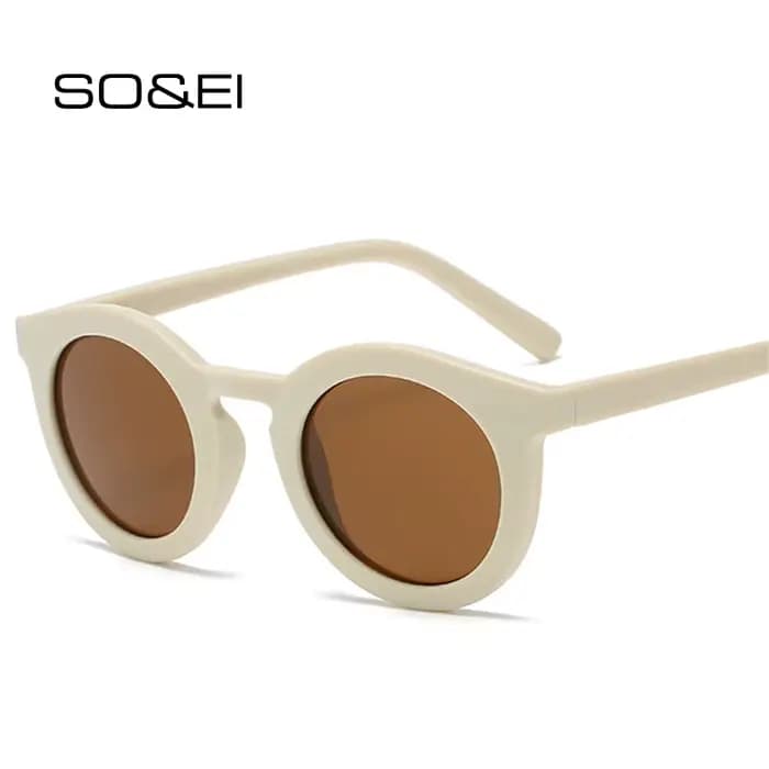 SO & EI rétro classique rond lunettes de soleil femmes mode tendance gelée couleur nuances UV400 Vintage hommes gris thé