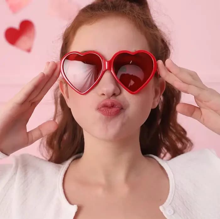 Lunettes de soleil en forme de cœur pour femmes et hommes
