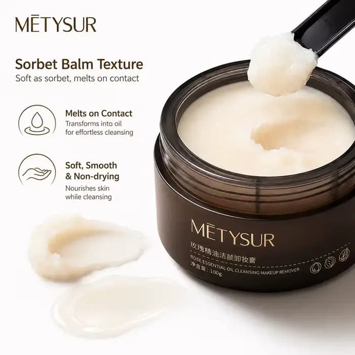 Baume démaquillant visage 100g à l'huile de rose, fond rapidement en 10 secondes, démaquille le maquillage waterproof, nettoyant doux et en profondeur pour tous types de peau
