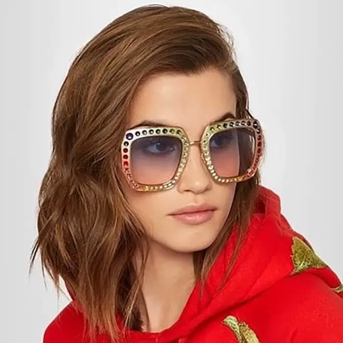 Lunettes de soleil carrées en diamant pour femmes
