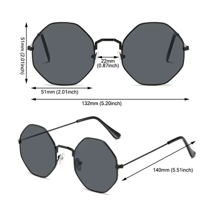 Lunettes de soleil rétro octogonales pour hommes et femmes