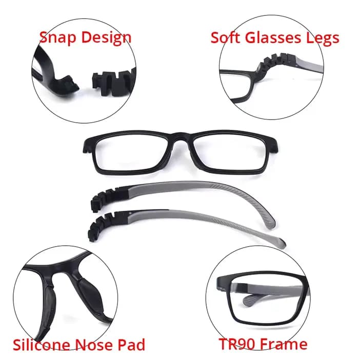 Enfants lunettes cadre spécifications optiques rectangulaire Silicone TR90