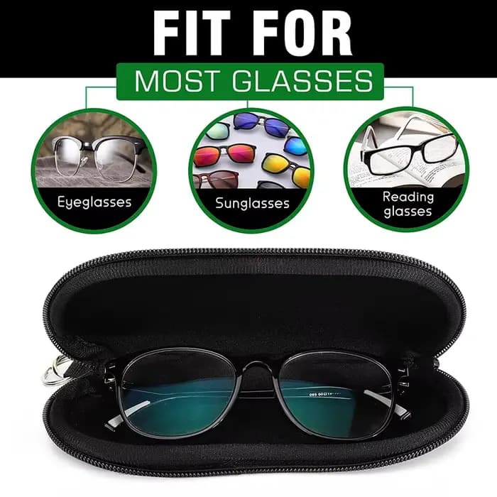Étui à lunettes souple portable avec fermeture éclair et mousqueton