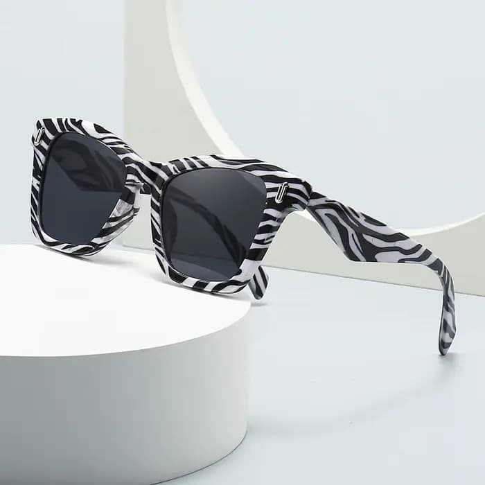Lunettes de soleil carrées à imprimé zèbre pour femmes