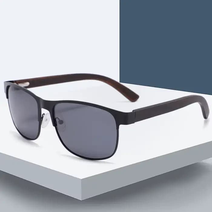 Lunettes de soleil polarisées en métal et bois pour hommes et femmes