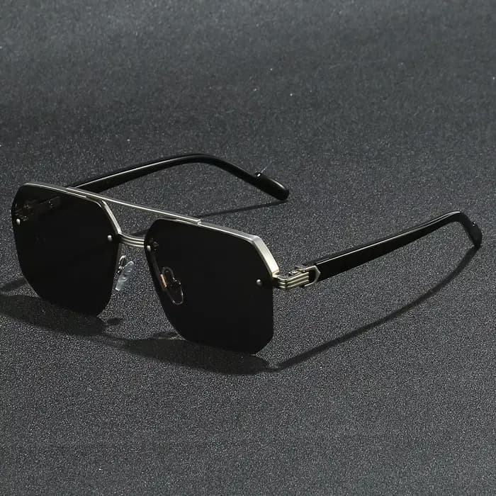 Lunettes de soleil polygonales rectangulaires tendance avec monture métallique pour femmes et hommes