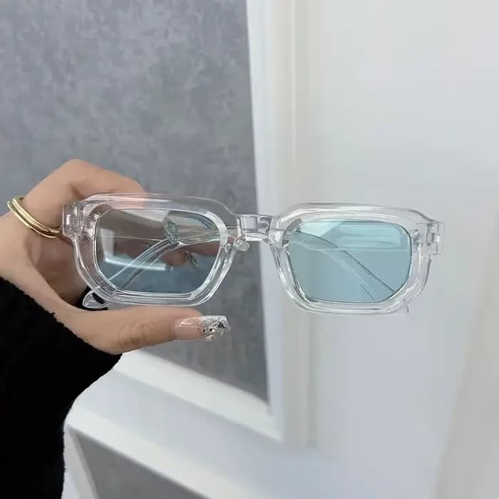 Luxueux Rectangle lunettes de soleil femmes hommes marque de mode concepteur décontracté