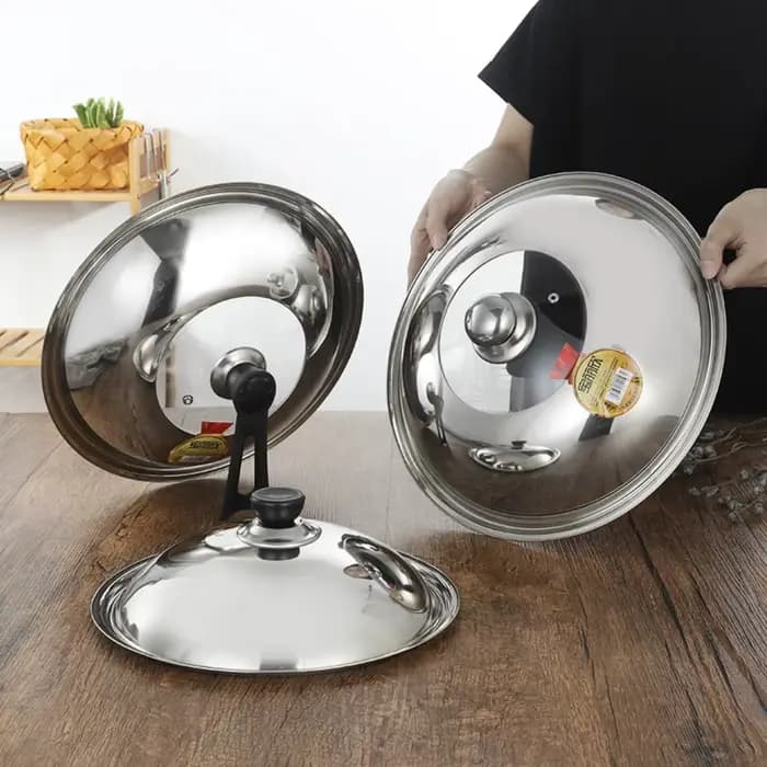 Couvercle visible en verre antidéflagrant, couvercle en acier inoxydable non magnétique de qualité alimentaire, poêle à frire, grand couvercle à fond plat 30CM-40CM.